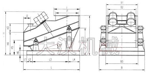 上振式直線振動(dòng)篩外形圖